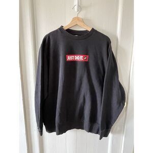 Nike Just Do It Box Logo Sweatshirt Men's XL Red And Black Oversized Crewneck